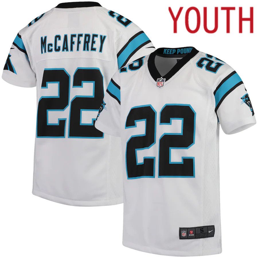 Youth Carolina Panthers 22 Christian McCaffrey Nike White Player Game NFL Jersey